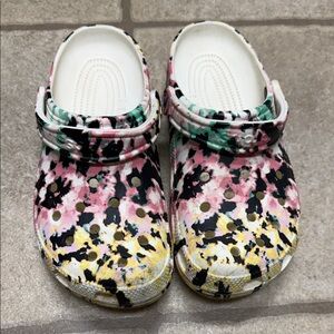 CROCS Women's Artistic Pink, Yellow, and Black Clogs